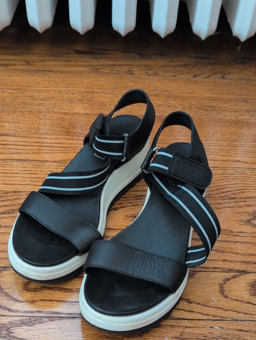 Cougar Black Sandals with Light Blue Trim